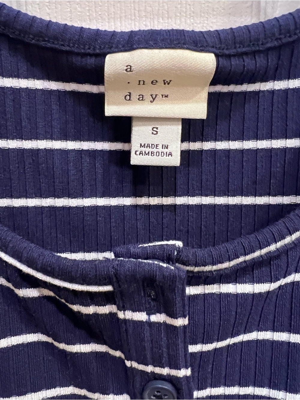 a new day Navy‎ and White Striped Ribbed Tank - Picture 4 of 6